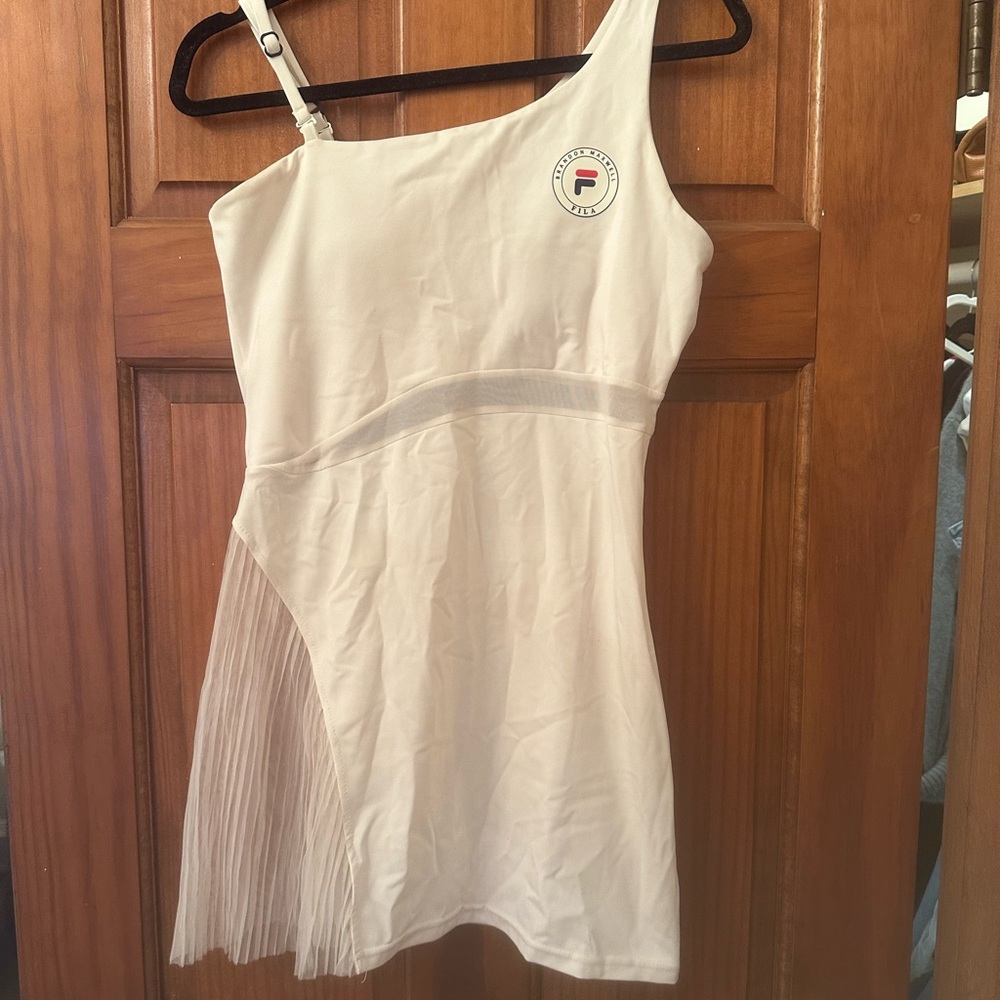 Fila Women's Cream One-Shoulder Tennis Dress